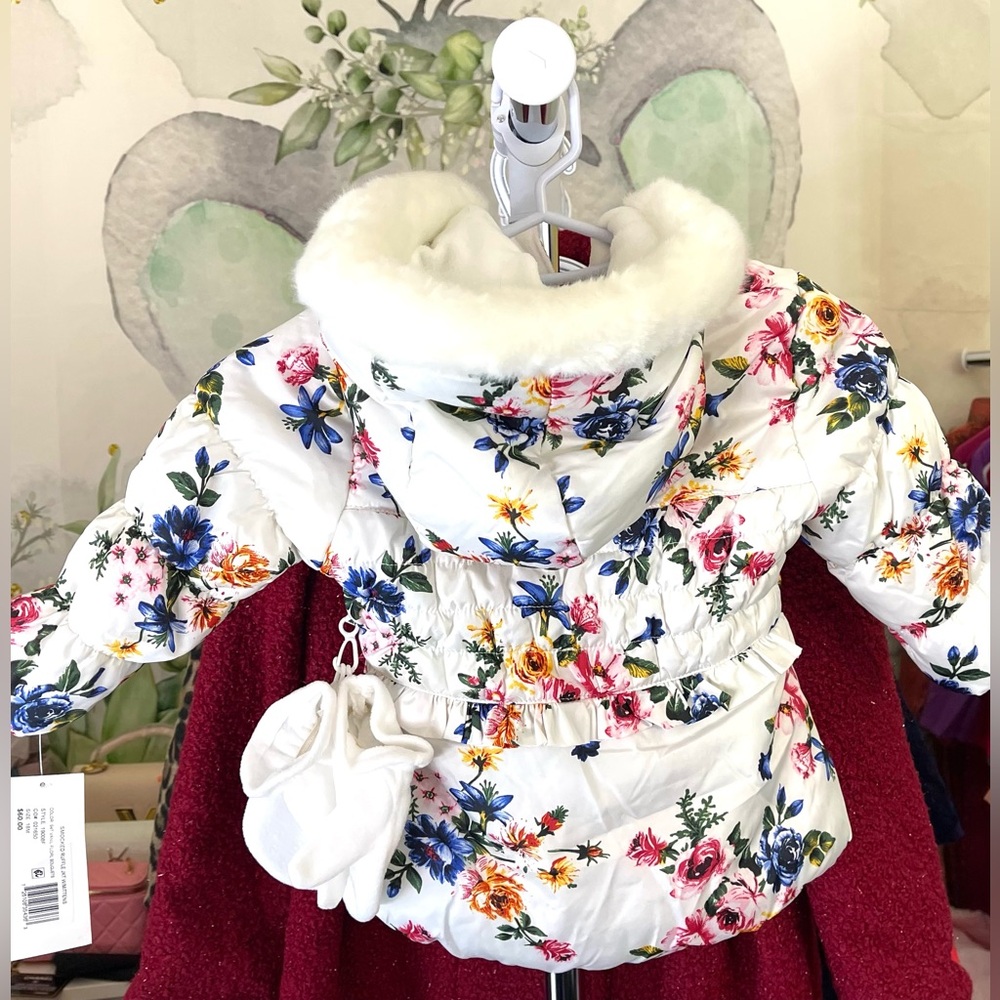New Rothschild & Co baby Girls smocked ruffle with mittens jacket coat 18 months - Picture 4 of 7